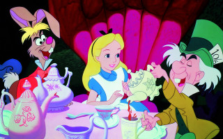 Alice muppets tea table pink - whimsical free wallpaper
