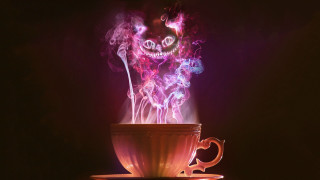 Cup hot tea strange face - a cup free wallpaper