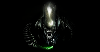Alien green light black background - alien free wallpaper