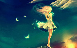 Girl white dress wings hill - firefly free wallpaper for desktop