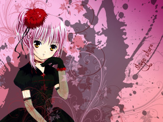 Pink hair gothic anime girl 2 - a black dress free wallpaper