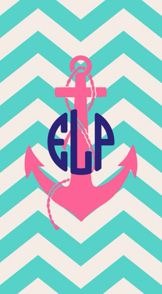 Pink anchor blue white chevron - folk art free wallpaper for mobile