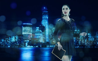 Woman dress briefcase city skyline - the building free wallpaper
