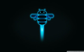 Blue bee hologram glow computer - back side free wallpaper for desktop