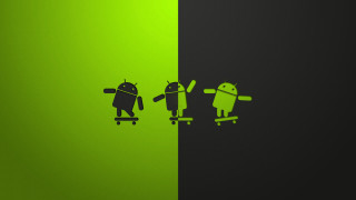 Green black wall skateboarder robot - android free wallpaper for desktop