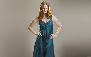 Woman blue dress posing picture 5 - art nouveau free wallpaper for desktop