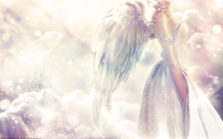 Woman white dress angel wings 3 - snow free wallpaper for desktop