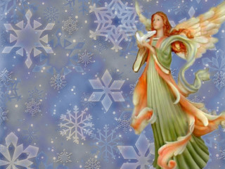 Angel candle snowflakes painting winter - its hand free wallpaper