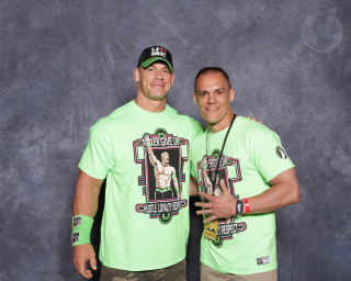 Two men green shirts microphone - professional photo free wallpaper