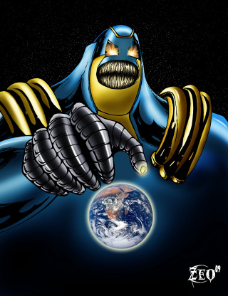 Cartoon character glove planet black - free sci-fi wallpaper for mobile