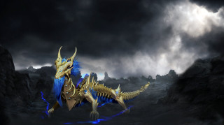 Dragon blue gold wings dark - a dark landscape free wallpaper