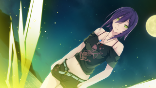 Purple hair girl fullmoon green - a full moon free wallpaper