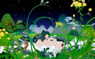 Woman bathtub wildflowers plants night - the night sky free wallpaper