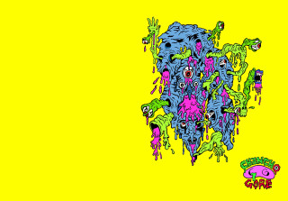 Strange drawing yellow background blue - strange free wallpaper