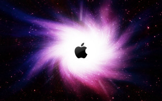 Apple logo stars starburst background - the middle of a space free wallpaper