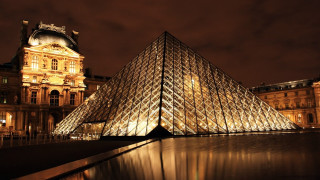 Glass pyramid night building lights - paris school free wallpaper