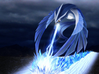 Blue bird cloudy sky fire - lightening free wallpaper