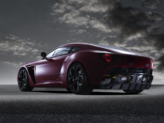 Red sports car cloudy night - matte finish free wallpaper