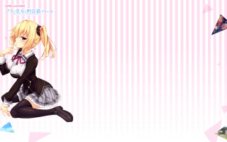Girl schooluniform anime blonde blush - fullbody free wallpaper