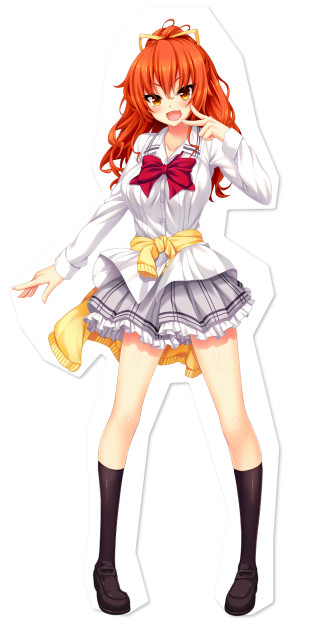 Alice prin hologram schoolgirl orange - free 3d render wallpaper