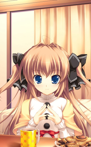 Alice girl coffee cookies blue - remodernism free wallpaper for mobile