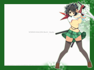 Girl sword green background white - a white frame free wallpaper