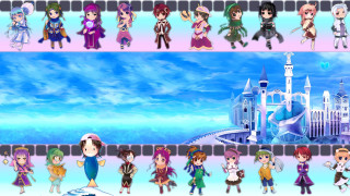 Anime characters castle blue sky - 2 d sprite free wallpaper