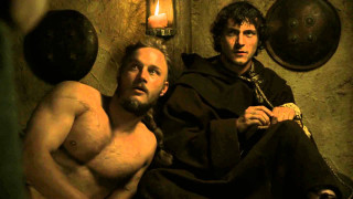 Two men sitting candle lit - renaissance oil painting free wallpaper