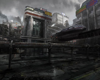 Futuristic city train station architecture - a train free wallpaper