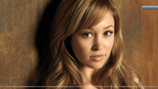 Woman long hair serious brown 2 - a brown background free wallpaper