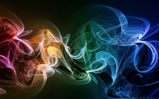 Colorful smoke swirls black background - swirl free wallpaper