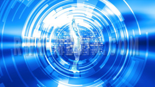 Person standing blue tunnel light - a white circle free wallpaper for desktop