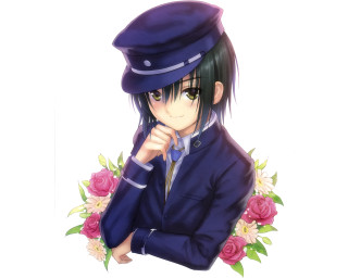 Man blue suit hat flowers - his chin free wallpaper