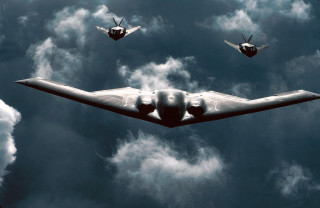 Military planes flying sky clouds 3 - cloud behind them free wallpaper