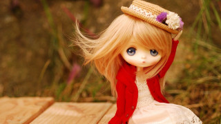 Doll hat dress table grass - a red scarf free wallpaper