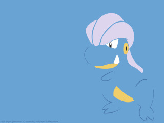 Cartoon pinkhair bluebackground yellowbird openmouth - a yellow bird free wallpaper