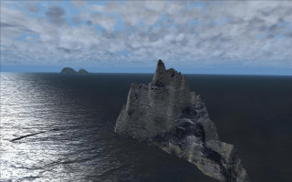 Rock formation ocean cloudy sky - vray free wallpaper