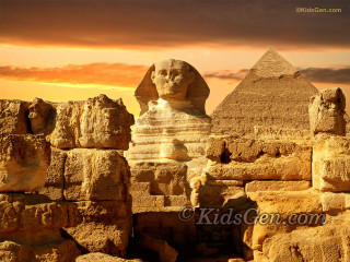 Sphinx pyramid sunset pink yellow - digital photography free wallpaper