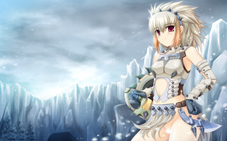 Woman snowy mountain sword armor - a white outfit free wallpaper