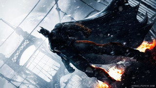Batman suit flames chest hands - a snowy scene free wallpaper
