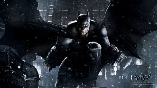 Batman standing snow city night - a batman free wallpaper