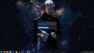 Computer screen man in space - wrong free wallpaper