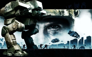 Sci fi robot city skyline - mecha free wallpaper