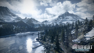 Mountain lake trees cloudy sky 8 - realistic lighting free wallpaper