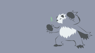 Cartoon panda holding green stick - dynamic pose free wallpaper