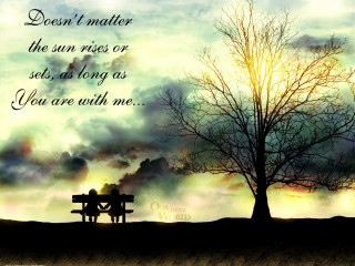 Couple bench tree sunset poem - a couple sitting free wallpaper