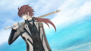 Anime character baseball bat ocean - a anime character holding free wallpaper