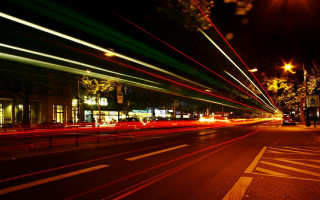 City street traffic night long 4 - long exposure free wallpaper for desktop