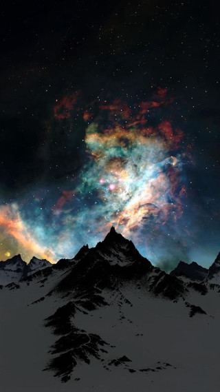 Mountain sky stars colorful clouds - a sky free wallpaper for mobile