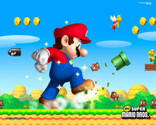 Nintendo character running coins flying - a camera free wallpaper for desktop